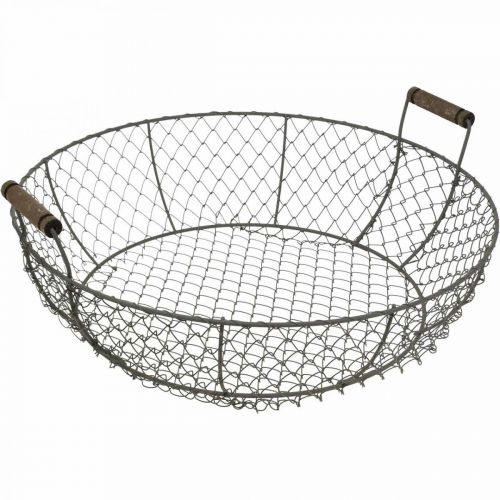 Floristik24 Okrągły kosz druciany z uchwytami, szaro-brązowy, Ø32/36/40 cm, zestaw 3 szt
