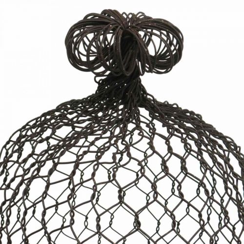 Floristik24 Metalowy dzwonek ozdobny, pomoc do wspinaczki, kaptur druciany brązowy, patyna H50/41cm Ø30/25cm, zestaw 2 szt.
