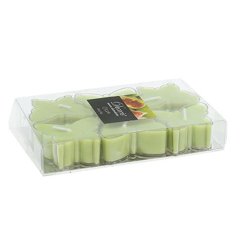 Floristik24 Zapachowy Tea Light Butterfly Ø4,8cm H2cm Zielony 6szt.