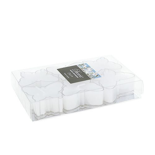 Floristik24 Lampka zapachowa Tea Light Butterfly Ø4,8cm H2cm Biała 6szt