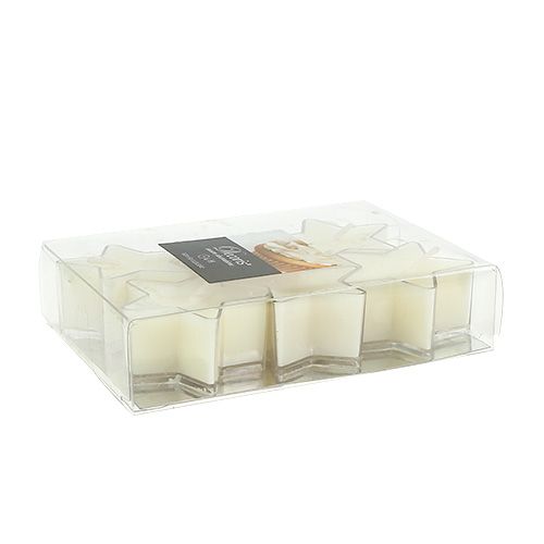 Floristik24 Zapachowy tea light w kształcie gwiazdki kremowy Ø4cm 6szt.