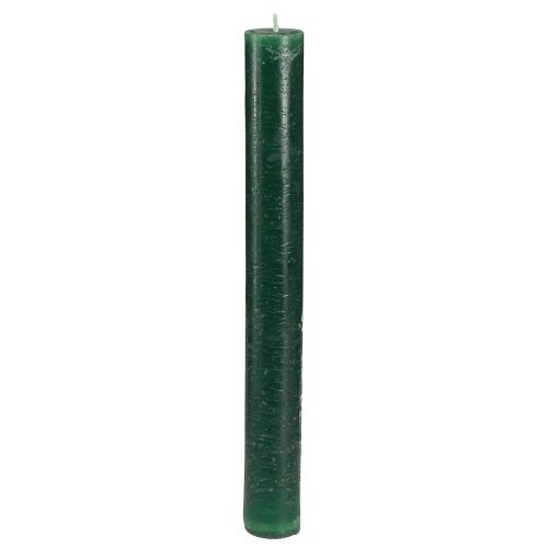 Floristik24 Świece jednokolorowe ciemnozielone świece w sztyfcie 34x300mm 4 szt