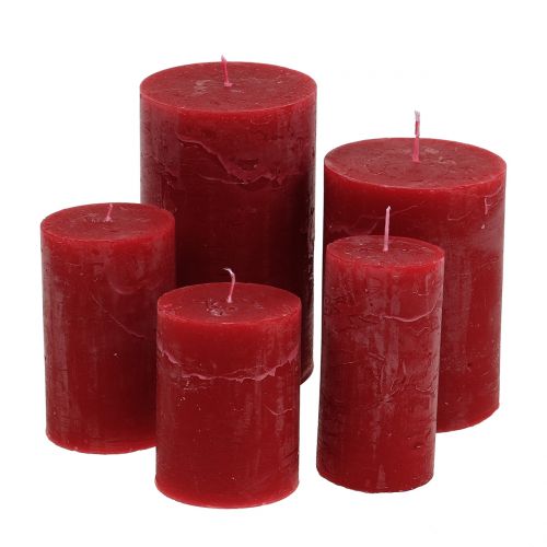 Produkt Świece w jednolitym kolorze ciemnoczerwonym, różne rozmiary