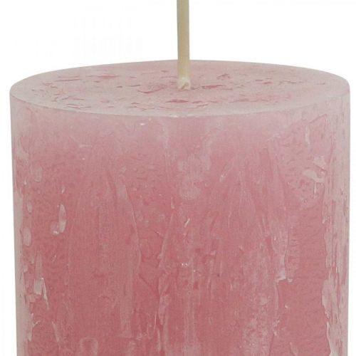 Produkt Kolorowe świece Różowe Rustykalne Samogasnące 60×110mm 4szt