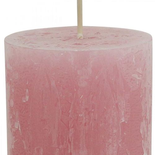 Produkt Świece jednokolorowe różowe rustykalne samogasnące 60×110mm 4 szt