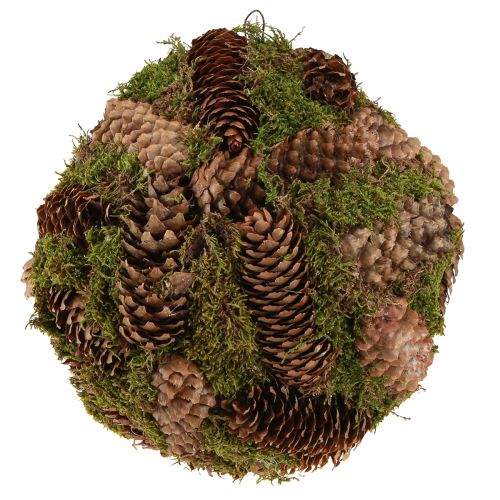 Kula dekoracyjna z prawdziwych szyszek z naturalną dekoracją mchu Ø25cm W25cm