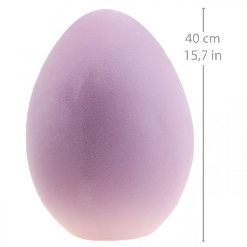 Floristik24 Jajko wielkanocne plastikowe duże jajko ozdobne fioletowe flokowane 40cm