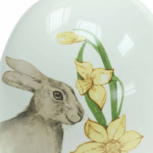 Floristik24 Ceramiczne białko jajka z motywem królika Ø12,5cm W16cm 2szt