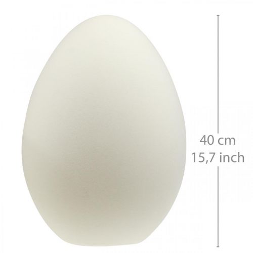 Floristik24 Pisanka duża kremowa ozdobna jajko flokowane dekoracja witryny sklepowej 40cm
