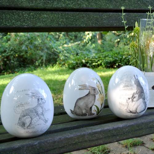 Jajko ceramiczne białe króliczek Ø12,5cm H16cm 2szt.