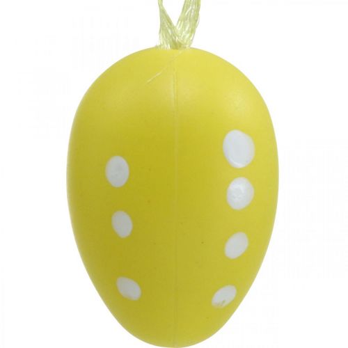 Mini pisanka do powieszenia kropkowana żółta, czerwona, pomarańczowa wys.4cm 24p