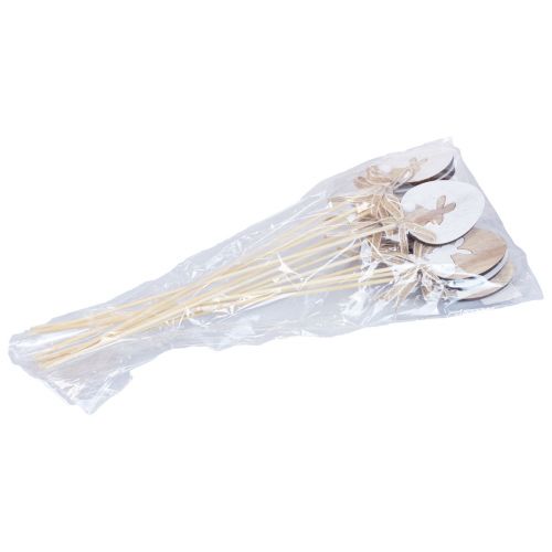 Produkt Korek kwiatowy Dekoracja wielkanocna drewniane jajko z zajączkiem naturalne 5×7cm 12 szt