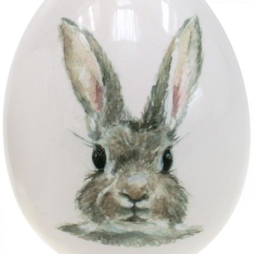 Produkt Ozdobny motyw królika stojącego na jajku, dekoracja wielkanocna, królik na jajku Ø8cm W10cm komplet 4 szt