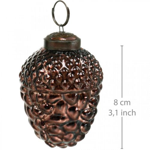 Floristik24 Szklane brązowe szyszki ozdobne do zawieszenia dekoracji adwentowej 5,5×8cm 12szt