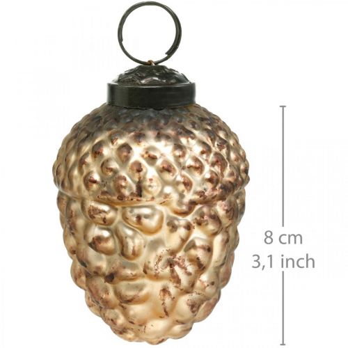 Floristik24 Acorn Glass Golden Vintage Deco Cone Christmas Tree Ornament 5,5×8cm 12szt