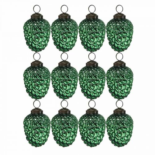 Floristik24 Żołądź Szklany Zielony Jesień Dekoracja Stożek Choinka Ornament 5,5×8cm 12szt