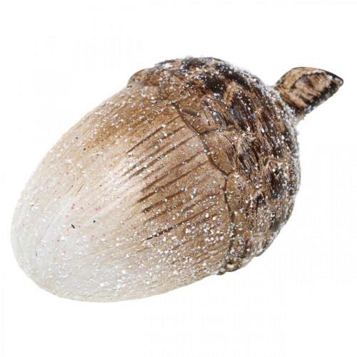 Floristik24 Dekoracja żołędź zaśnieżona dekoracja ceramiczna jesień 14×7,5×7,5cm 3szt