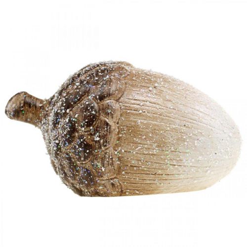 Floristik24 Dekoracja żołędź zaśnieżona dekoracja ceramiczna jesień 14×7,5×7,5cm 3szt