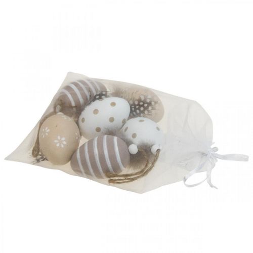 Floristik24 Pisanki do zawieszenia jajek deco z piórkiem W6cm 6szt
