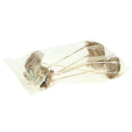 Floristik24 Ozdobna wtyczka ptasie gniazdo, dekoracja wielkanocna, gniazdo z jajkami 23cm 6szt