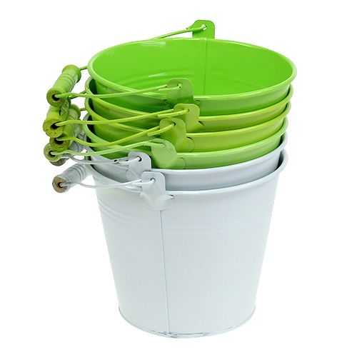 Floristik24 Wiadro zielony mix Ø14cm W12cm 6szt