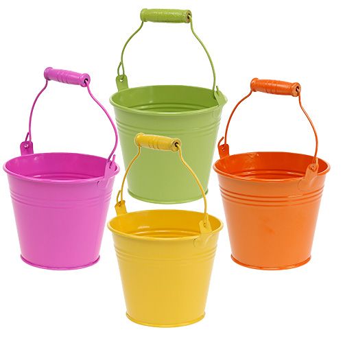Floristik24 Wiadro z uchwytem kolorowe Ø12cm W10cm 8 szt