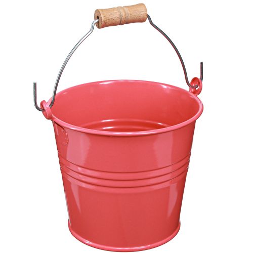 Wiadro doniczka metalowa różowa z uchwytem 16x17,5x16cm 2szt