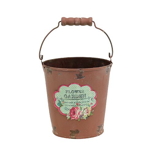 Floristik24 Wiadro z motywem Brązowe postarzane wykończenie Ø11cm W12cm