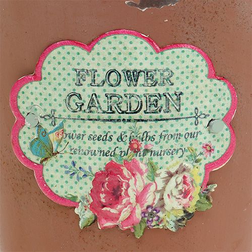 Floristik24 Wiadro z motywem Brązowe postarzane wykończenie Ø11cm W12cm