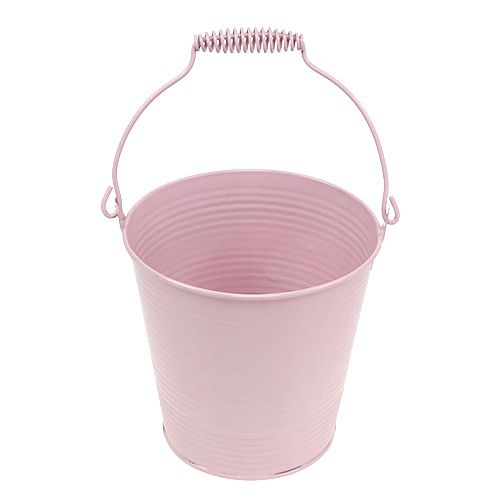 Floristik24 Wiaderko ze wzorem żłobkowym pastelowy róż Ø14,5cm H14,5cm