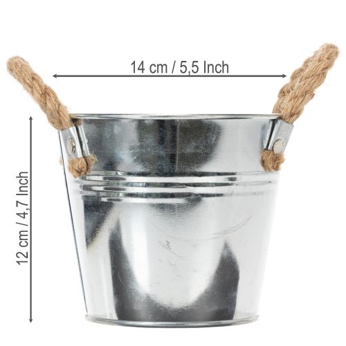 Wiadro z uchwytami linowymi Ø14cm H12cm | Floristik24.pl