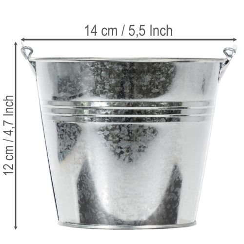 Wiadro Ø14cm H12cm 6 szt. Cynkowe, błyszczące | Floristik24.pl