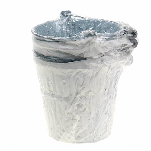 Floristik24 Wiaderko cynkowe z wzorem wiklinowym szare Ø13cm H11,5cm 4szt.