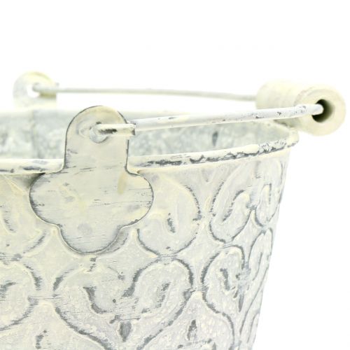Floristik24 Wiadro cynkowe z dekorem Cream Washed Ø13,5cm H12cm