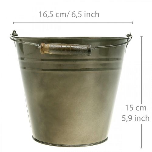 Floristik24 Wiaderko ozdobne z uchwytem, dekoracja ogrodowa, doniczka, pojemnik metalowy Ø16,5 cm W15 cm