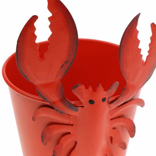 Produkt Ozdobne wiadro homara metalowe czerwone Ø8cm W13cm 3 szt