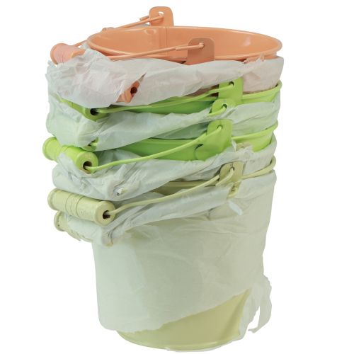 Produkt Wiadro z uchwytem doniczka pierwiosnkowa metalowa pastelowa 11,5×8,5cm 8 szt