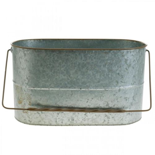 Produkt Doniczka z uchwytem, doniczka metalowa, donica srebrna, brązowa W22/20cm D42/40cm zestaw 2