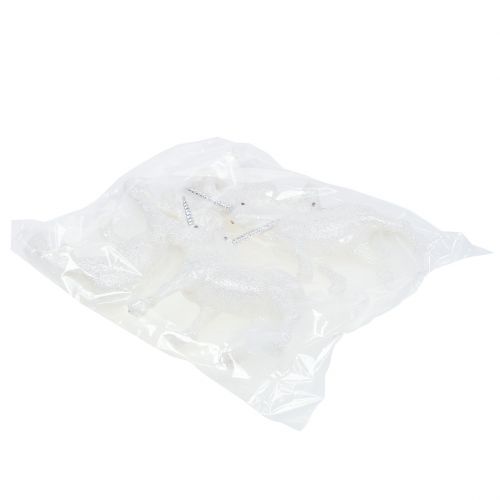 Floristik24 Jednorożec 12,5cm biały z brokatem 4 szt