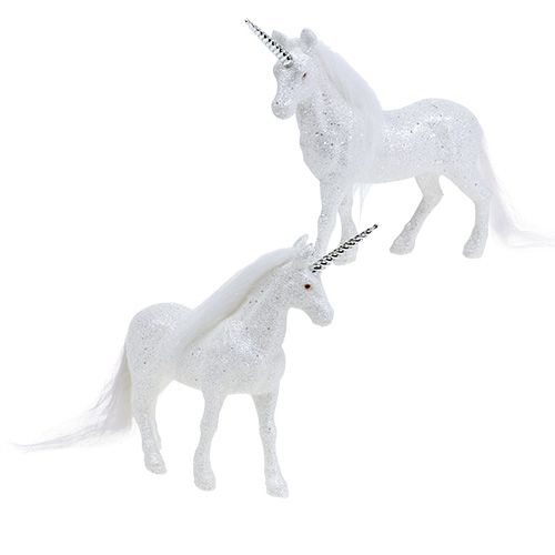 Floristik24 Jednorożec biały z brokatem 18cm 2szt.