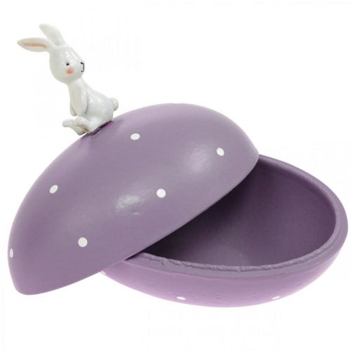 Floristik24 Króliczek na jajku, jajko ozdobne do wypełnienia, Wielkanoc, pudełko ozdobne żółte, fioletowe W17/16cm D15cm komplet 2