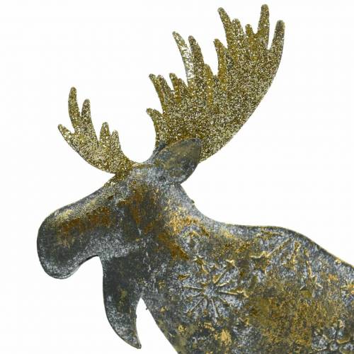 Floristik24 Figurka świąteczna łoś złoty antyczny wygląd metal 21×14,5cm