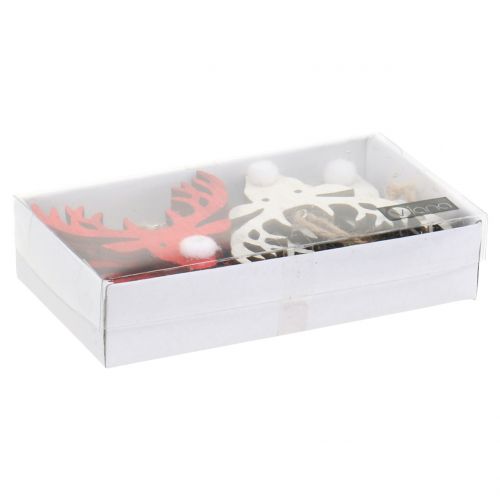 Produkt Wieszak Renifer czerwony, biały 6,5cm x 7,5cm 8szt