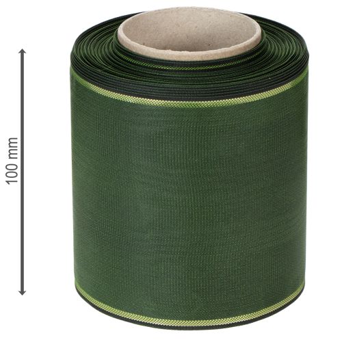 Produkt Elegancka, zielona wstążka do wieńców w kolorze mory ze złotym brzegiem, 100 mm x 25 m, do florystyki i dekoracji pogrzebowych