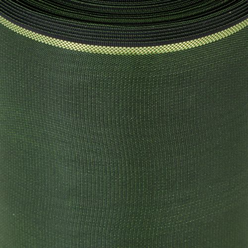 Produkt Elegancka, zielona wstążka do wieńców w kolorze mory ze złotym brzegiem, 100 mm x 25 m, do florystyki i dekoracji pogrzebowych