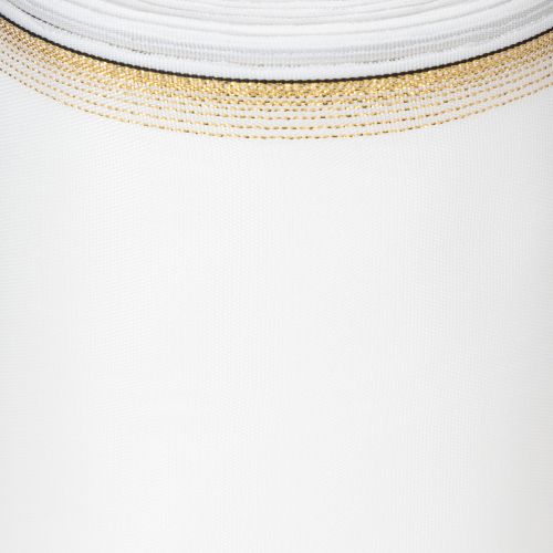 Elegancka wstążka do wieńca z mory ze złotym brzegiem, dekoracja ślubna, wstążka żałobna, biała, 150 mm x 25 m | Floristik24.pl