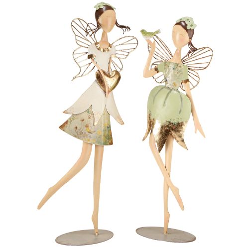 Floristik24 Figurki Elfów Metalowa Dekoracja Serce Ptak H55cm/60cm 2szt