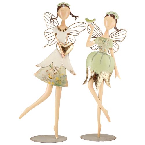 Floristik24 Figurki Elfów Metalowa Dekoracja Serce Ptak H55cm/60cm 2szt