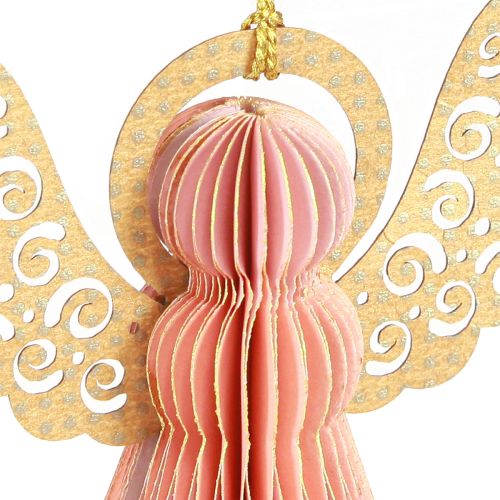 Produkt Anioł zawieszka dekoracja papierowa świąteczna morela złota 12cm 4 szt