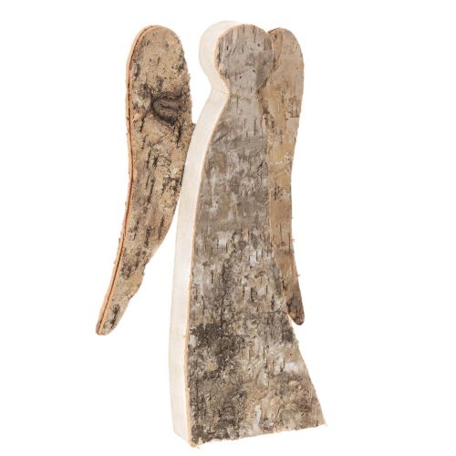 Figura anioła wykonana z drewna z korą brzozową, 30cm kupić | Floristik24.pl